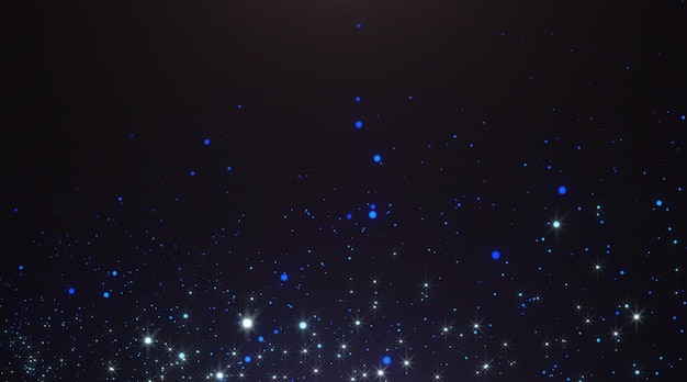 Blue glowing particles on black background