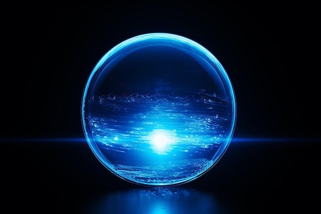 Photo blue glowing planet