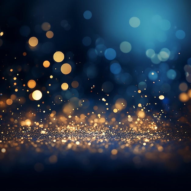 Blue and gold Abstract background and bokeh on New Years Eve