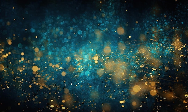 a blue and gold abstract background with little shiny gold spots in the style of luminous landscape