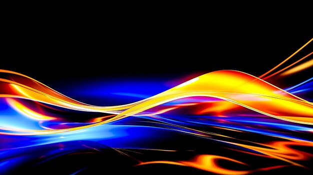 Blue and gold abstract background with wave of light on top of it
