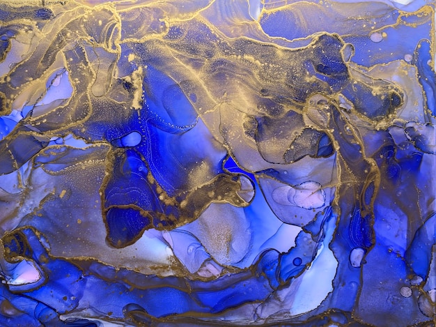 blue and gold abstract blue marble alcohol ink modern background