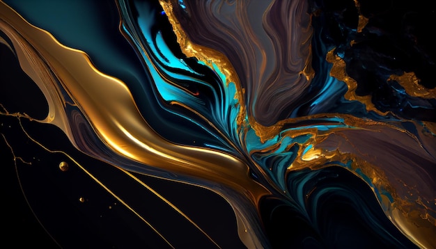 Premium AI Image | A blue and gold abstract wallpaper that says'gold