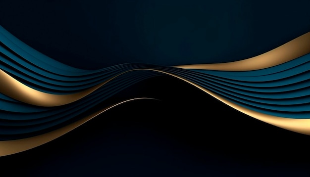 A blue and gold background with a blue background and a wavy line.