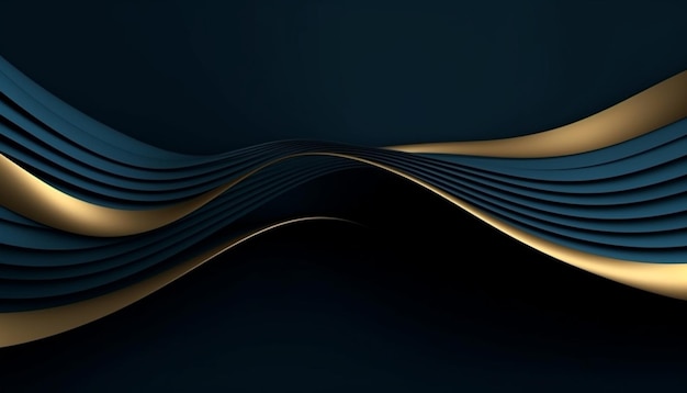 A blue and gold background with a blue background and a wavy lines.