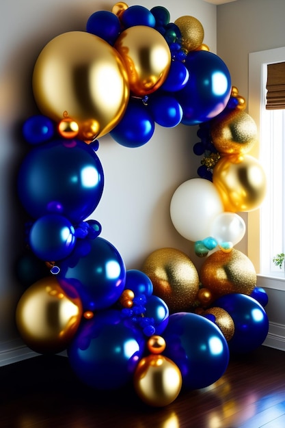 blue gold balloon