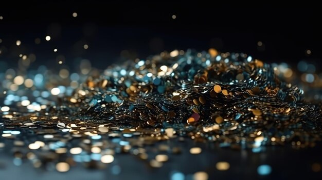 Blue gold and black de focused banner Generative Ai