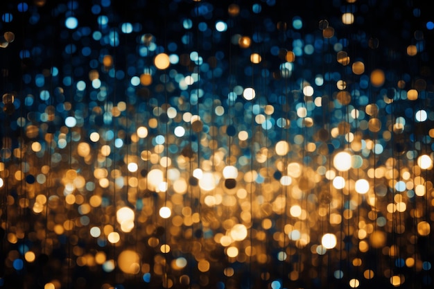 Blue and gold bokeh lights