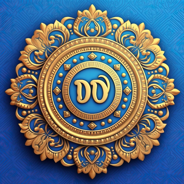 A blue and gold circle with the word quot d quot on it