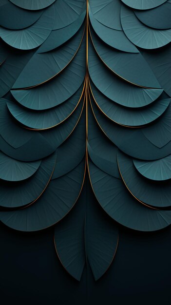 Photo blue and gold color background wallpaper with structure lines and blossom flower