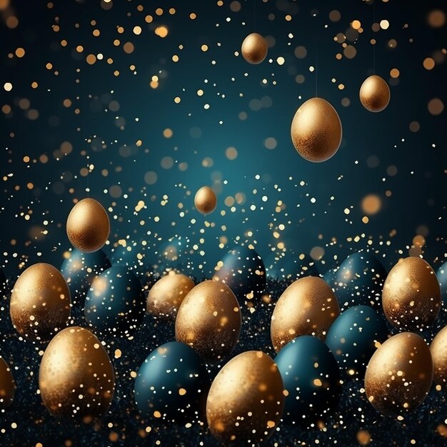 a blue and gold egg with a gold star on the top