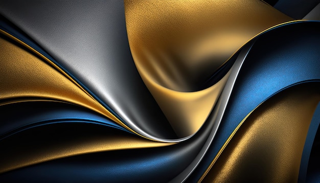 Blue and gold fabric that is printed on a black background