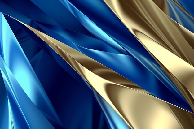 Blue and gold fabric that is printed on a wall