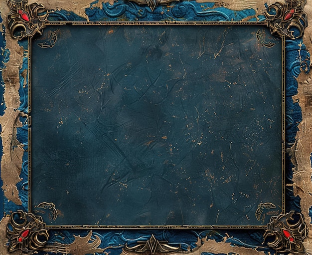 a blue and gold frame with a blue and gold design