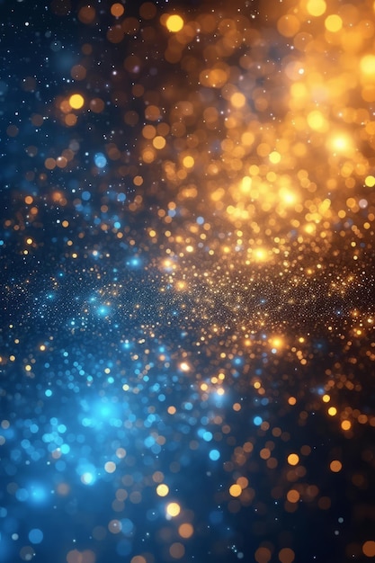 Blue and gold glitter background