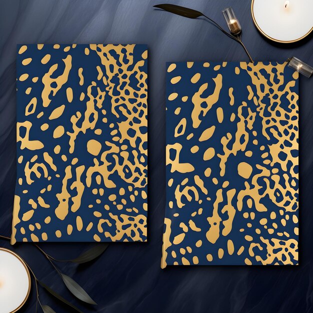 Photo blue and gold leopard digital paper background