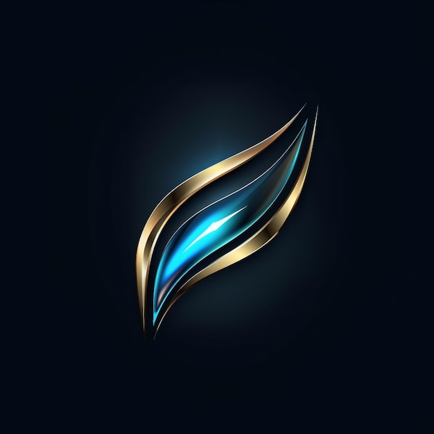 A blue and gold logo with a blue design on a black background.