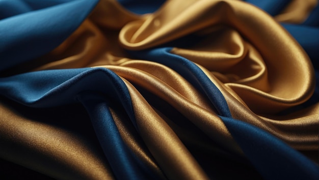 青と金色の豪華な織物 波状の質感 抽象的な背景 壁紙のデザイン