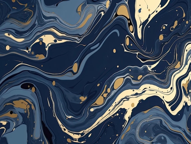 A blue and gold marble background with gold paint.