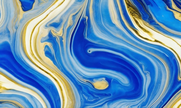 Blue and gold marble oil painting style background