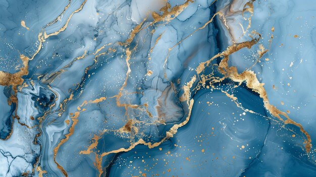 Blue and Gold Marble Texture Background Image