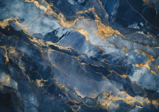 A blue and gold marbled texture as an elegant background