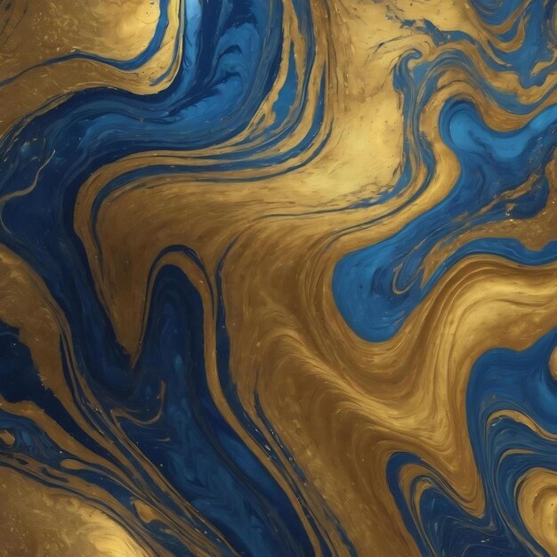 Blue and gold marbling pattern golden marble liquid texture