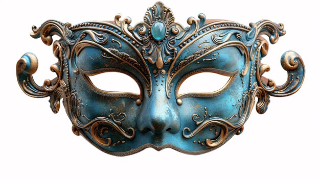 a blue and gold mask