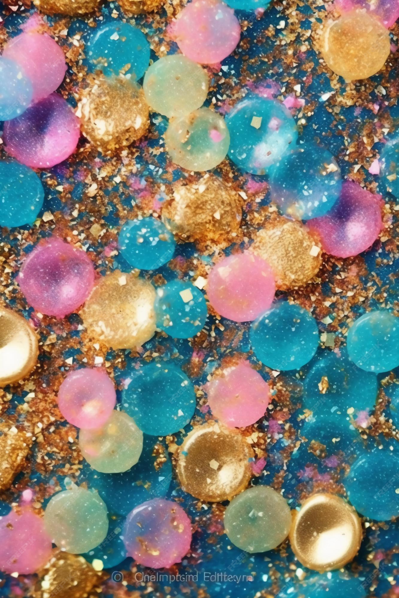 Premium AI Image | Blue, gold, and pink glitter background.