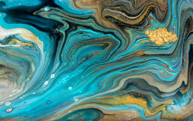 Blue and gold powder marble liquid texture