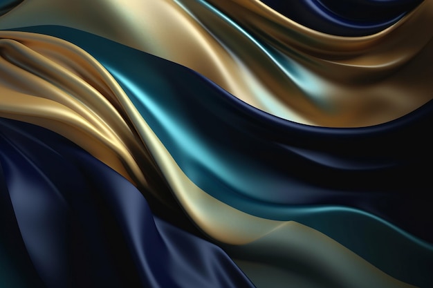 Blue and gold silk fabric with a soft wave of light.