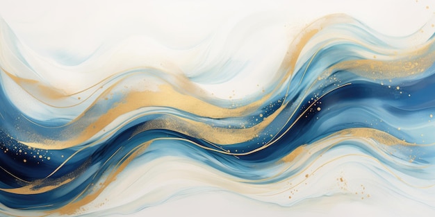 a blue and gold swirls on a white surface