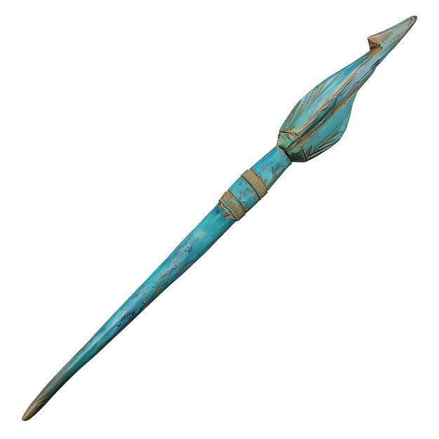 a blue and gold sword with a gold stripe on the top