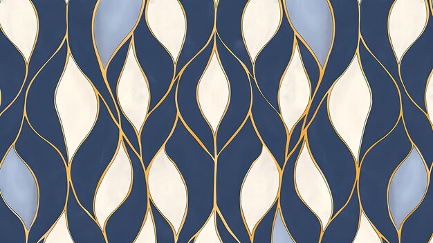 a blue and gold wallpaper with gold and white lines