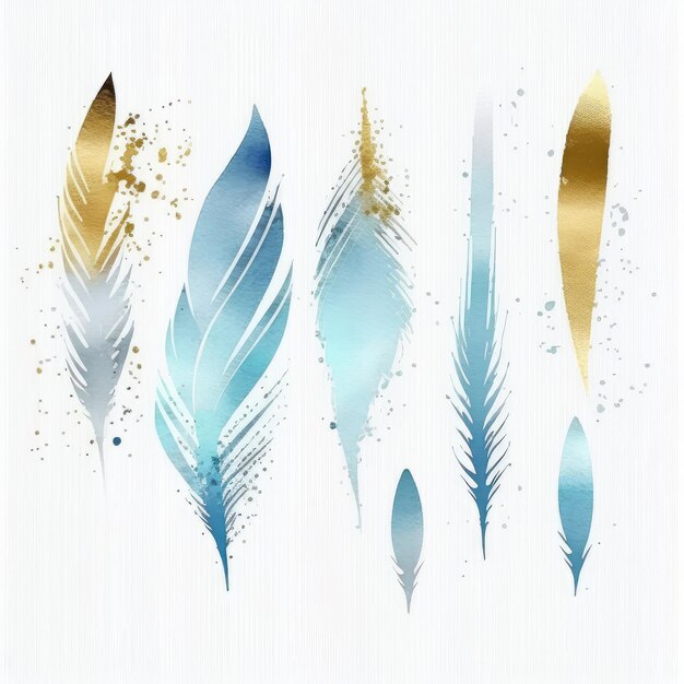 Blue and gold watercolor brushes