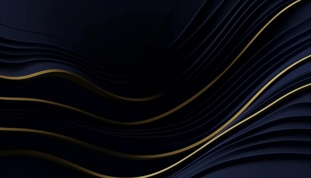 Blue and gold waves on a dark background