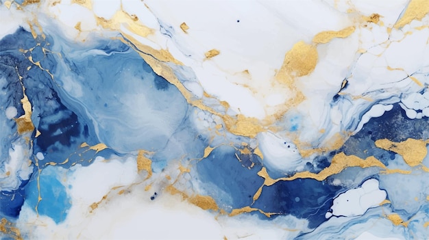 Blue gold and white marble abstract bg generative ai