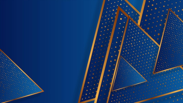 Blue and golden triangles abstract tech background