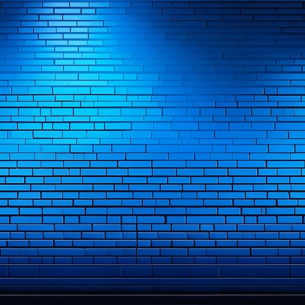 Blue gradient brick wall background with soft light product showcase backdrop