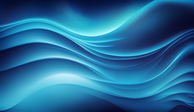 Синий градиент динамическое движение волны воды абстрактный фон AI создан