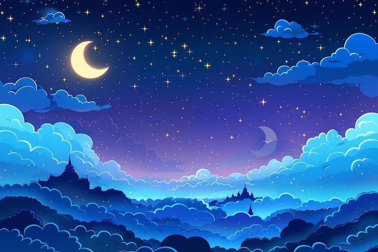 Photo 青いグラディエントの星の夜の背景
