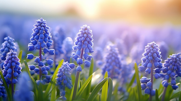 Blue grape hyacinth flowers