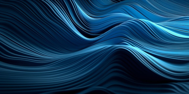 青とグレーのデジタル壁紙波背景生成 Ai