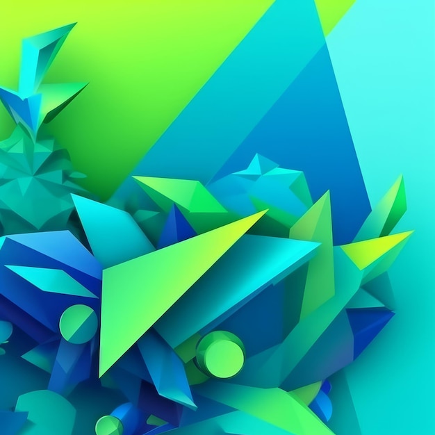 Синий и зеленый 3D летний абстрактный фон