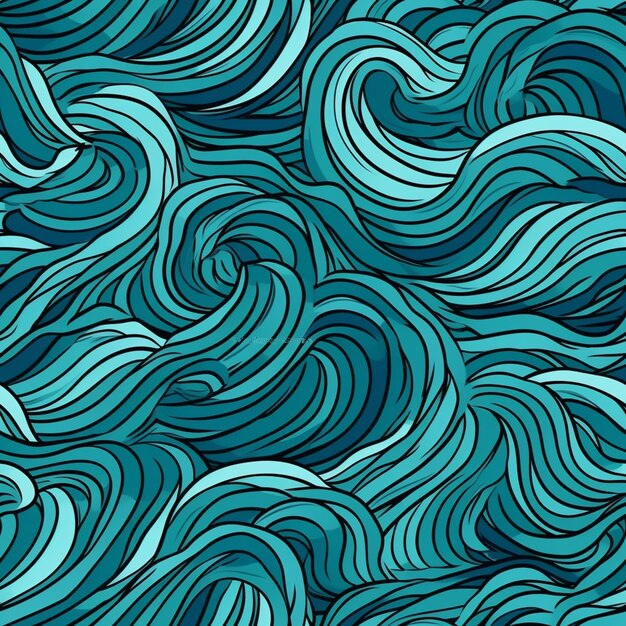 Photo a blue and green abstract background with wavy waves generative ai