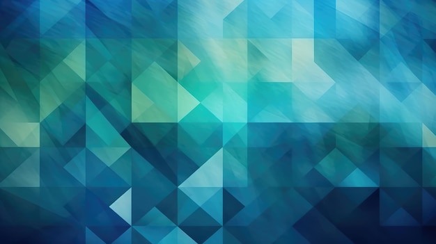 A blue and green background with a geometric pattern.