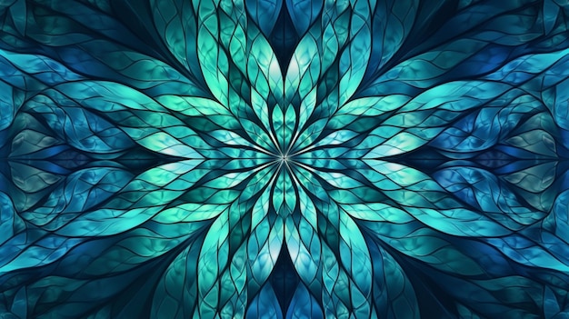 A blue and green background with a star pattern.