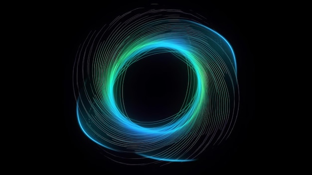 A blue and green circle on a black background created with Generative AI technology