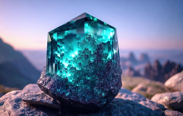 синие и зеленые кристаллы кристалл аметиста на белом фоне
