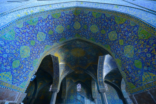 a blue and green dome with a blue and yellow design on it